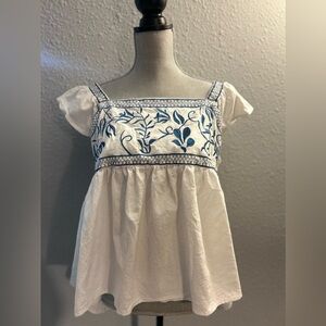 Delft Blue Printed Bohemian Style Women’s Blouse Sz XL